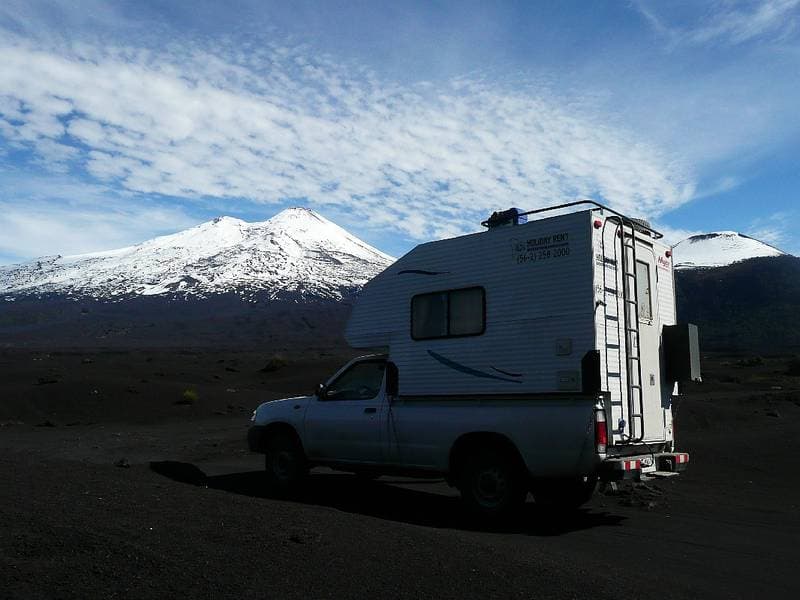 At the areas of lava in front of the vulcane Llaima