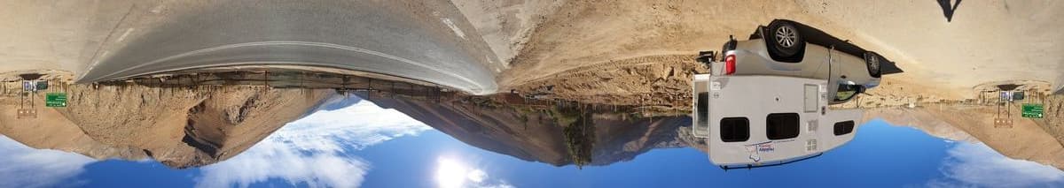 Panoramic view with the camper at Ruta de las Estrellas just past Pisco Elqui