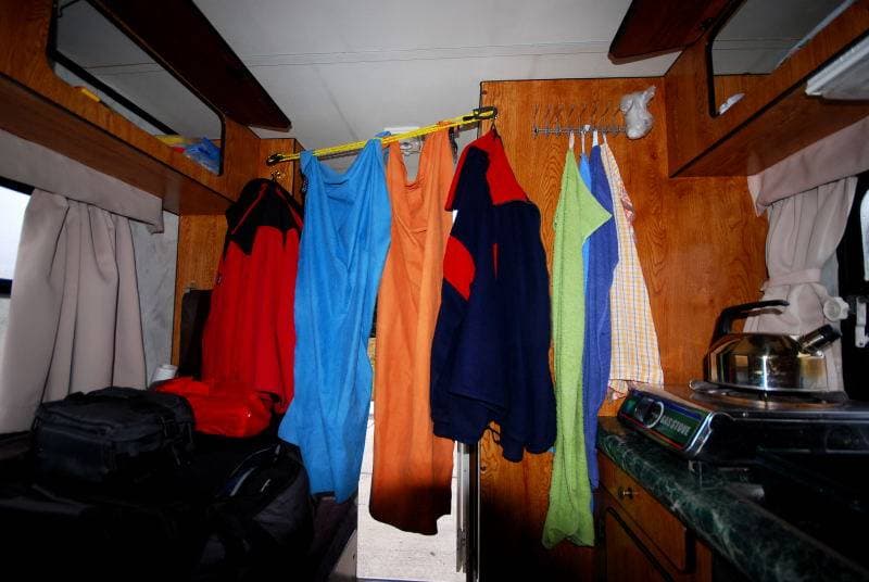 Kitchen and living room in the camper