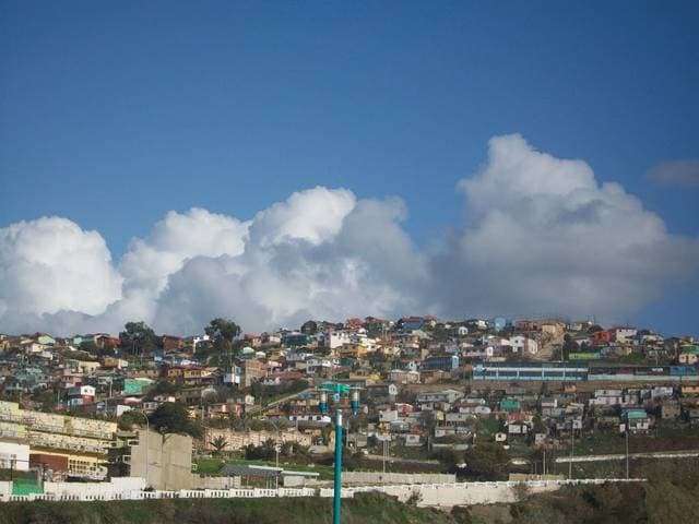 Valparaiso built on a hillside on coast