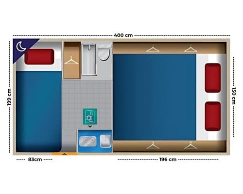 Night layout of the Patagonia Camper 4x4 double cab